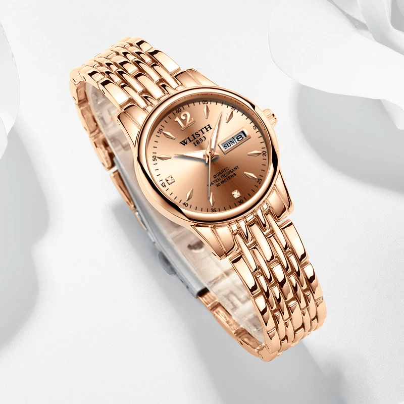 WLISTH Reloj Mujer 2019 женские часы Топ люксовый бренд розовое золото календарная неделя