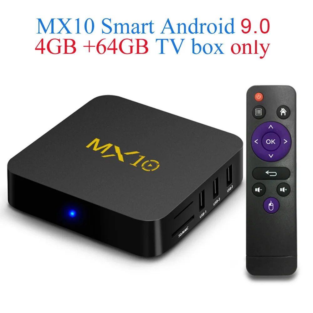 4GB RAM 64GB ROM MX10 Android 9,0 ТВ приставка Smart 4 ГБ 32 ГБ 64 Гб 17,3 4K медиаплеер RK3328 четырехъядерный 2,4G WiFi 100M LAN H.265 HDR10 приставка - Цвет: 4GB RAM 64GB ROM