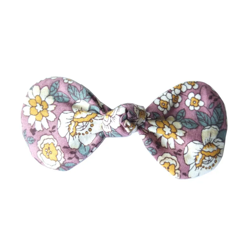 Floral-Rosy Manve Тканевый бант заколки для волос 3,5 дюймов ручной вязки банты для волос хлопковая ткань завязанные банты заколки для волос Детские аксессуары для волос - Цвет: Floral-Rosy Manve