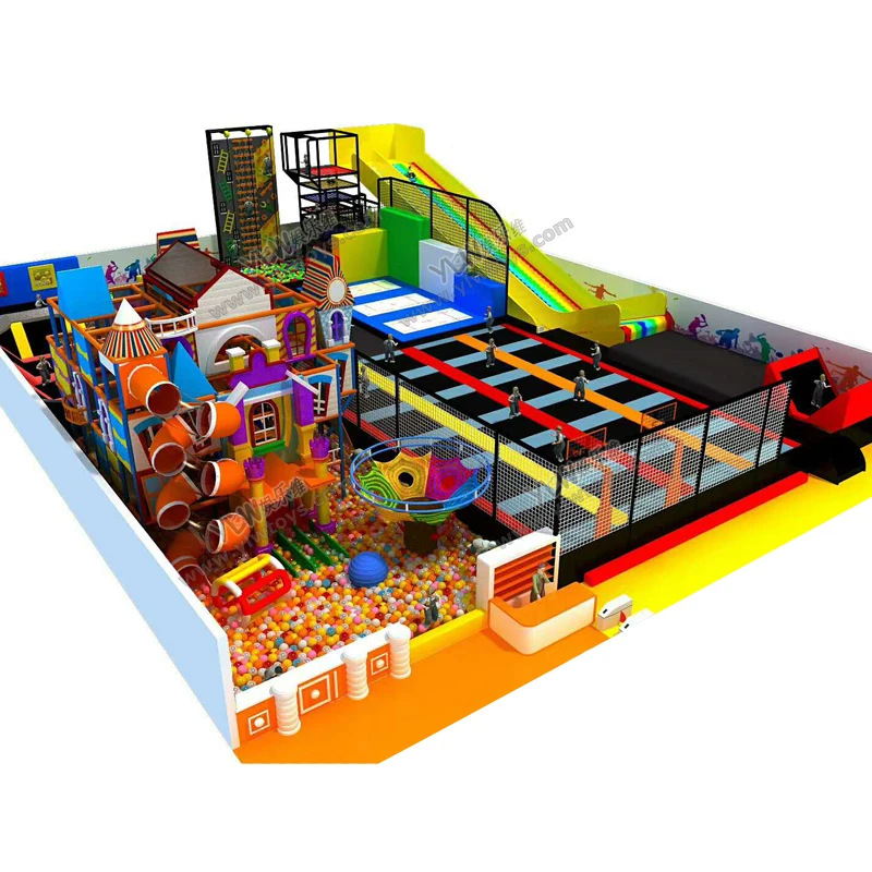 Детский парк развлечений с батутной зоной/горка для сухих