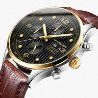 guanqin luxury brand classic men automatic date luminous clock mens fashion casual leather strap waterproof mechanical watches
