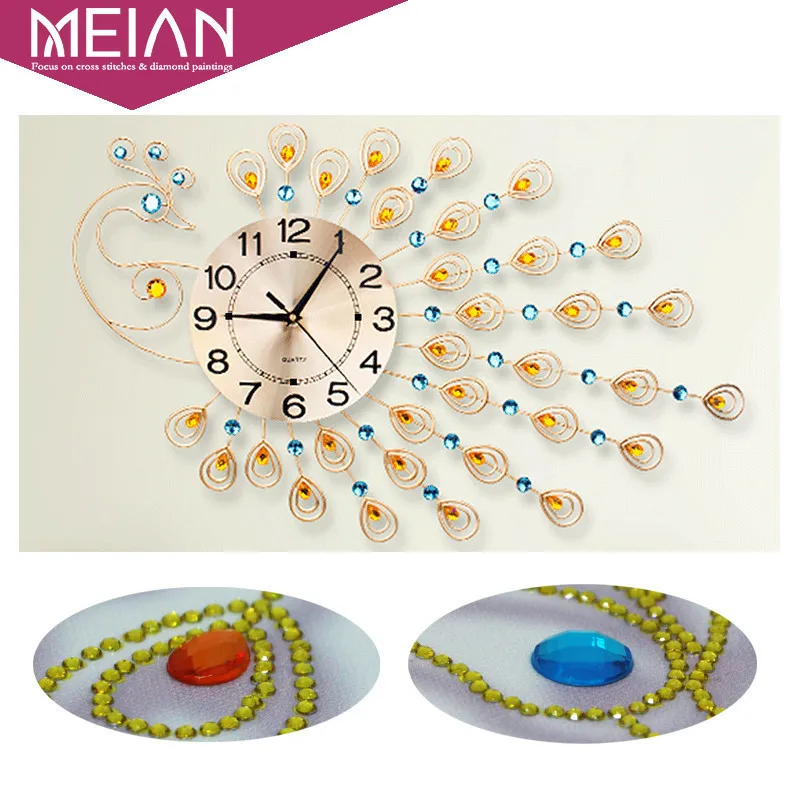 Meian, особой формы, Алмазный Вышивка, животных, павлин, часы, полный, 5D, DIY, алмаз живопись, вышивка крестом, 3D, Алмазная мозаика, Декор