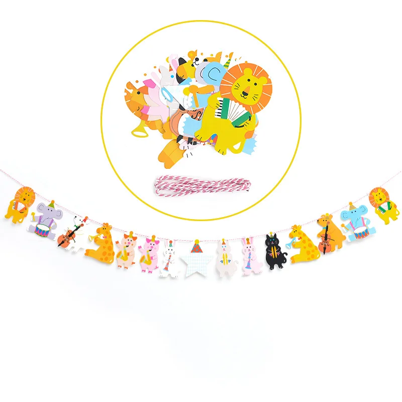 Animal banner 1 Набор, Минни, anniversaire, Вечерние Декорации, баннеры, буквенные пастельные баннеры для детского душа, баннеры для девочек, украшения для душа, Anniversaire - Цвет: Animal banner