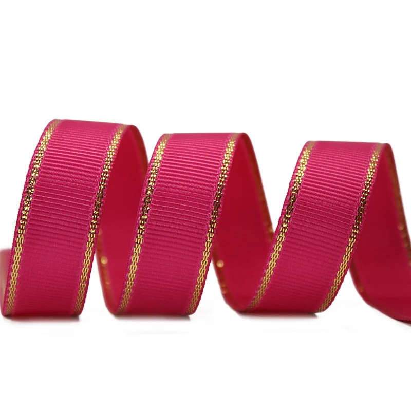 YAMA золото металлик Край Grosgrain лента 6 мм 9 мм 16 мм 25 мм 38 мм широкая цена 100 ярдов Diy для украшения подарочных упаковок свадебные ремесла - Цвет: azalea 187