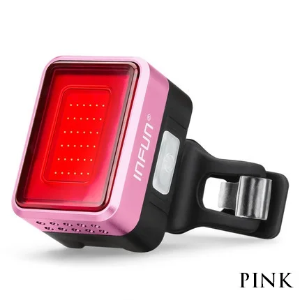Pink INFUN велосипедный задний светильник для велоспорта автоматический тормоз индукционный задний светильник MTB USB зарядка дышащий светодиодный светильник для велосипеда - Цвет: Pink