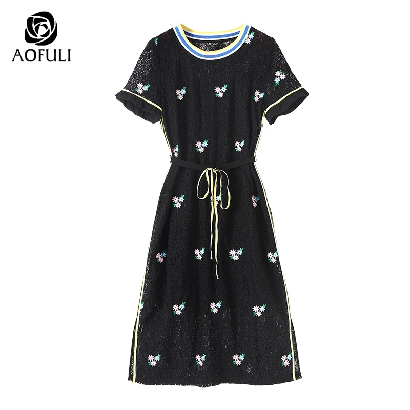 Размер-S летнее кружевное платье свободное Повседневное с короткими рукавами