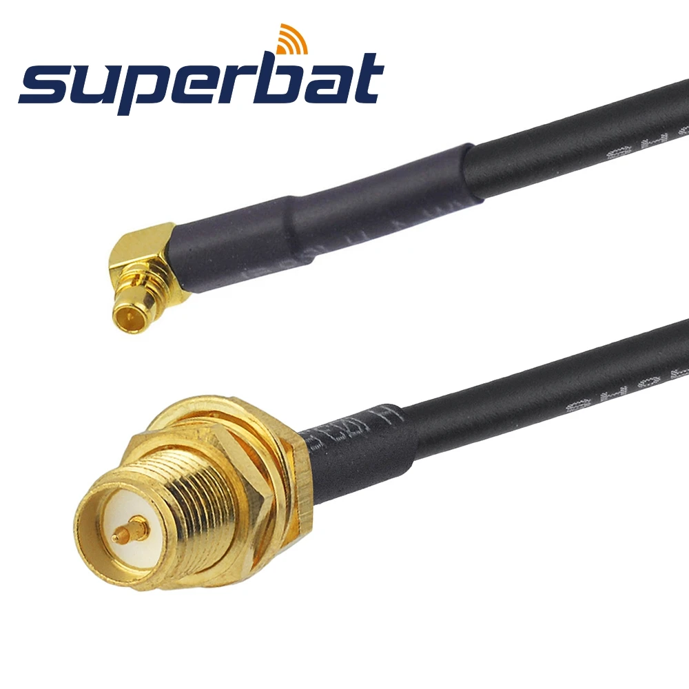 Superbat RP-SMA Female (male pin) to MMCX Male Right Angle RG174 15cm Cable Assembly