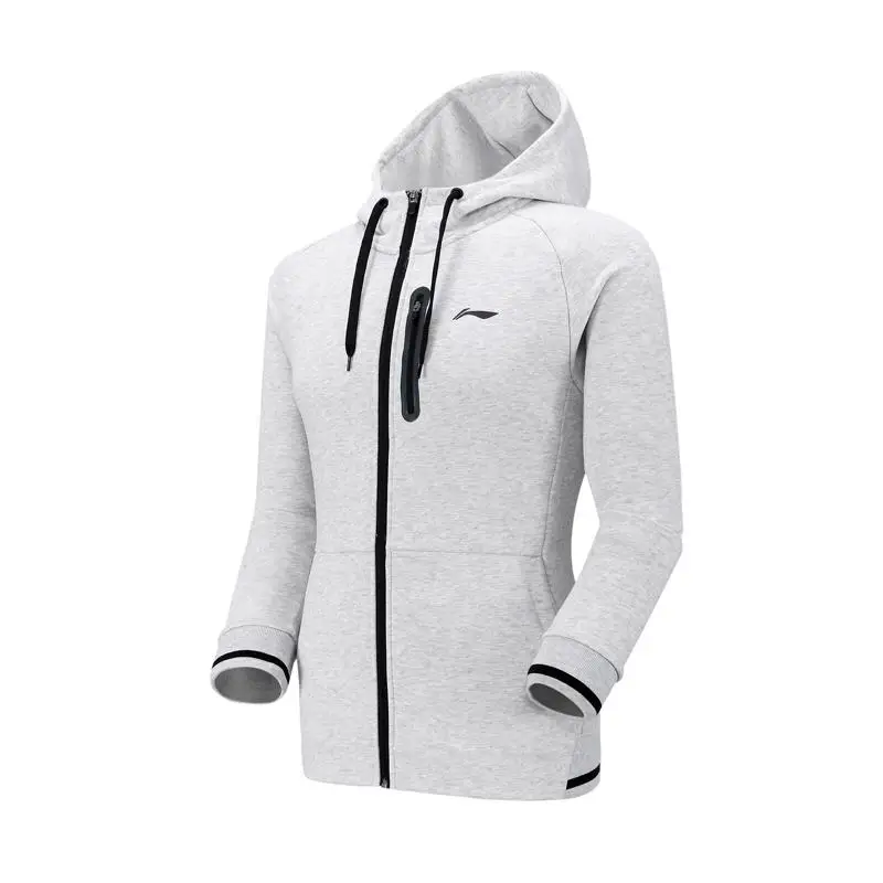 AWDN945-2H Li-Ning, Мужская серия бадминтон, худи, обычная посадка, на молнии, флис, 65% хлопок, 35% полиэстер, подкладка, спортивная куртка с капюшоном, AWDN945 COND18 - Цвет: AWDN945-2H