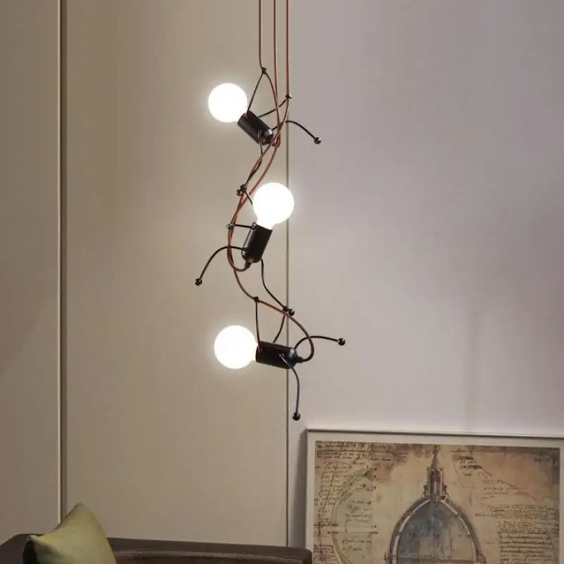 Черная Современная кукла Подвесная лампа для детской комнаты гостиная спальня