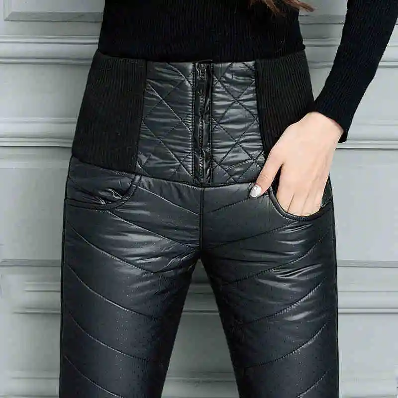 Женские брюки на 80% утином пуху зимние с высокой талией верхняя одежда женские