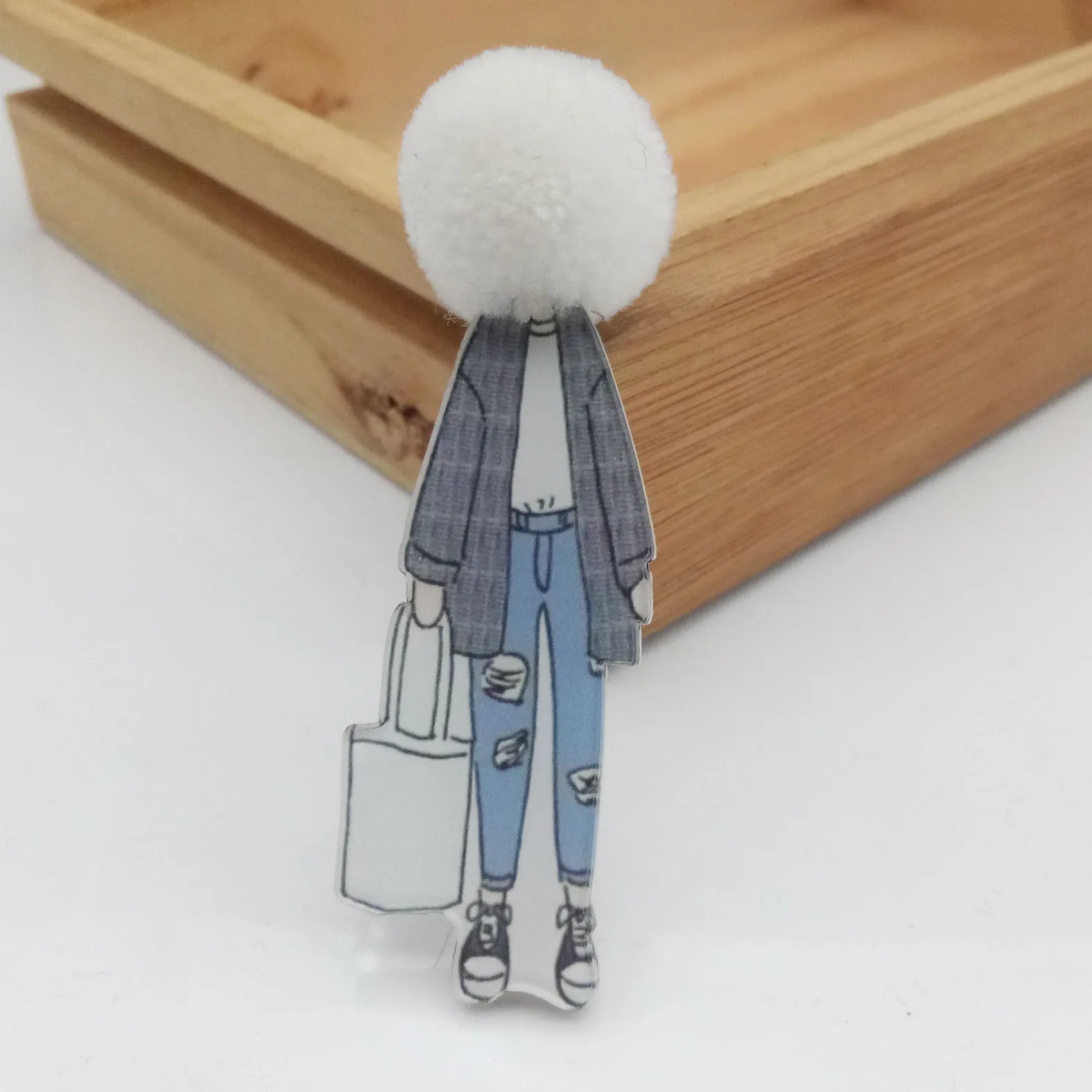 Style28 Модная брошь на булавке, Женская Брошь, милые девушки, модели персонажей из мультфильмов, Акриловые броши, кавайная одежда с помпонами, ювелирные изделия, аксессуары - Окраска металла: Style28
