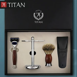 TNR SET Titan Мужская бритва baber с 5 лезвиями, набор бритв с деревянной ручкой, Подарочная посылка, бритва - Цвет: TNR SET