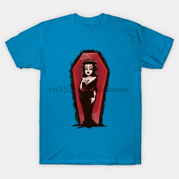 Мужская футболка с коротким рукавом Vampira Scary T Shirt Женская одним вырезом | одежда