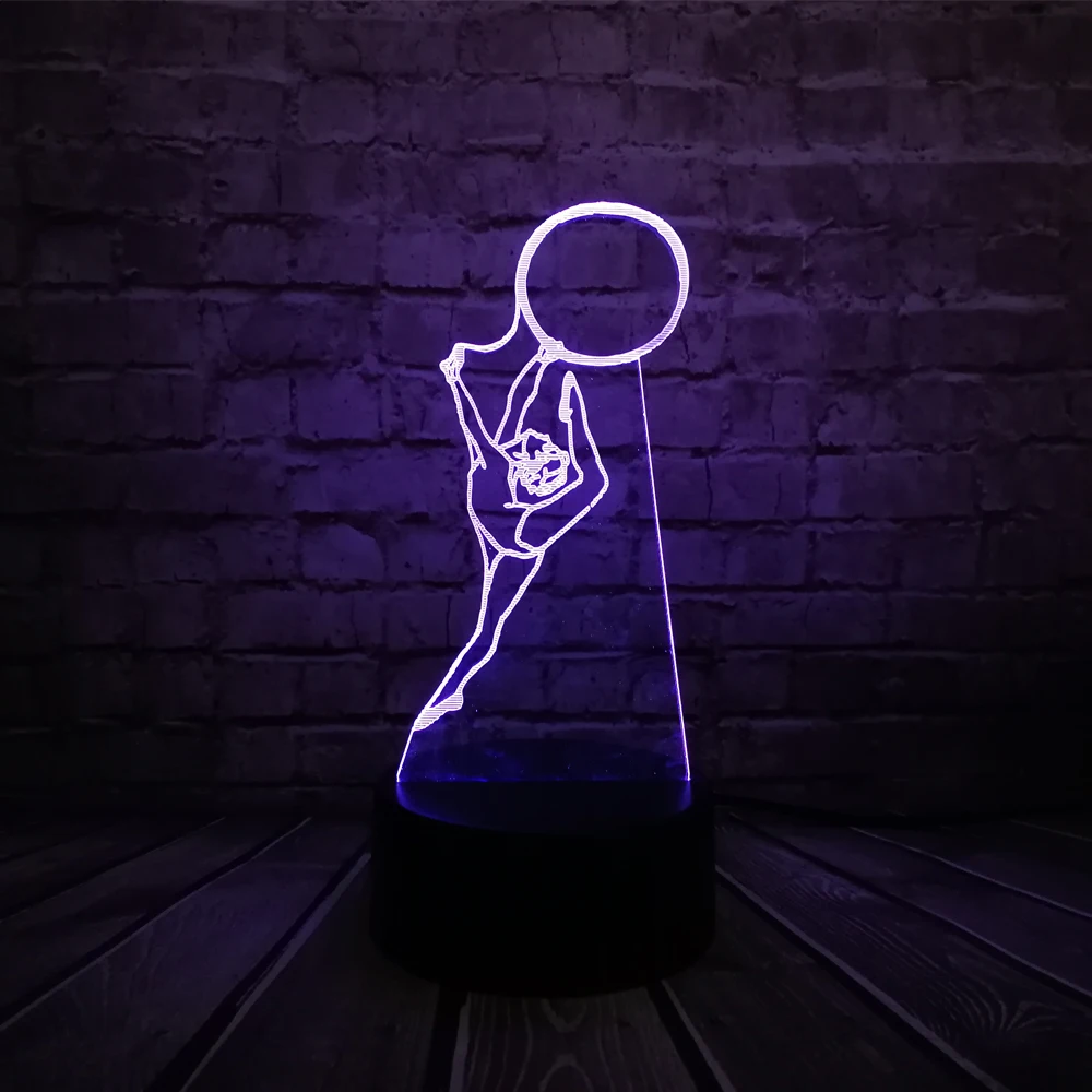 Гимнастка спортсмена кольцо 3D лампа ночник USB светодиодное освещение Mulitcolor