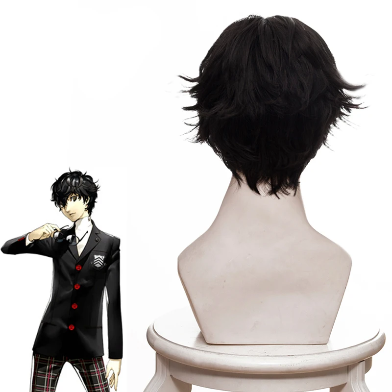 Аниме игра Persona 5 коричневый короткий кудрявый парик для студенческой вечеринки