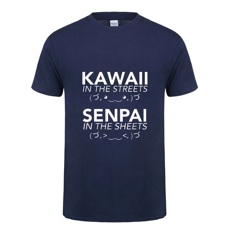Тёмно-синий Манга Аниме Waifu Kawaii Senpai Weeb забавная Otaku Awesome Artsy Футболка мужская и женская Свободный Повседневный хлопковый футболка уличная одежда - Цвет: Тёмно-синий