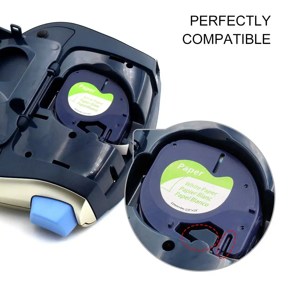 2 шт./лот лента Dymo letratag 91200/91330/91220/59421 черный на белом (бумаге) 4 м * 12 мм работает