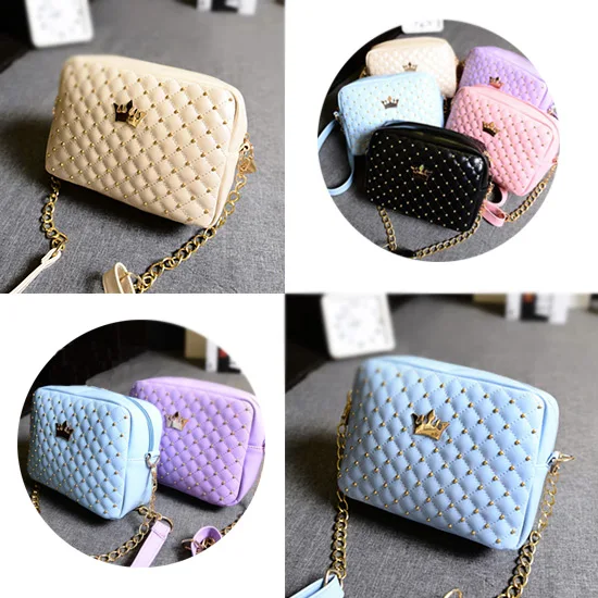 1 шт. Высококачественная женская сумка на плечо с заклепками и цепочкой сумки 2017