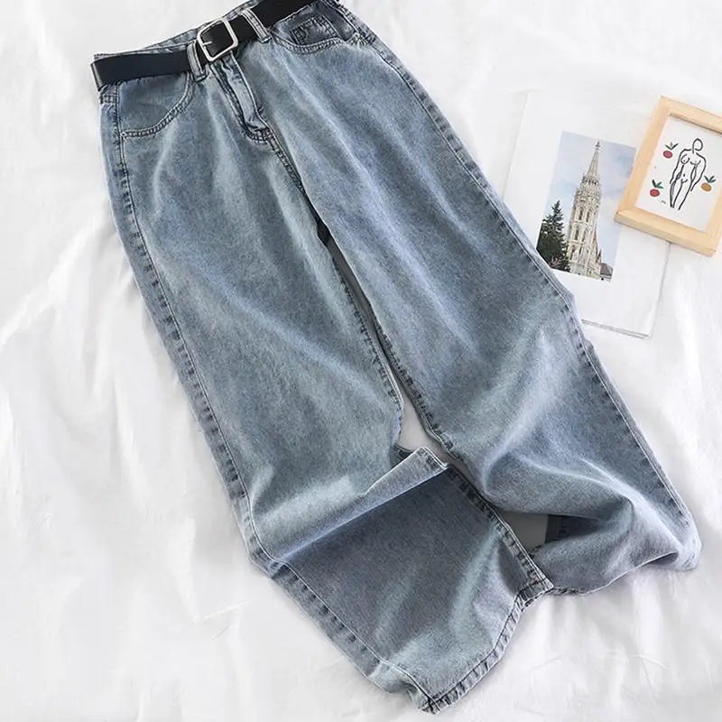 Blue jeans Женские джинсы с высокой талией широкие брюки свободные прямые джинсы бойфренда для женщин уличная винтажная женская джинсовая одежда Femme Q1736 - Цвет: Blue jeans