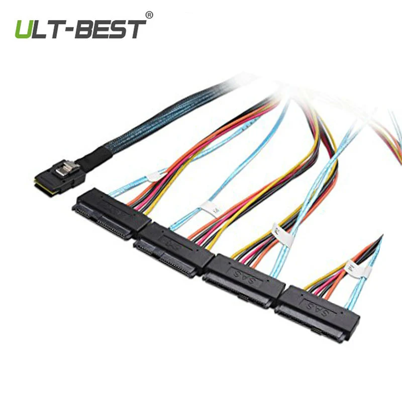 ULT-BEST Mini SAS 36Pin (SFF-8087) Хост штекер 4x 29 (SFF-8482) целевой женский с 4pin кабель питания 1 м |
