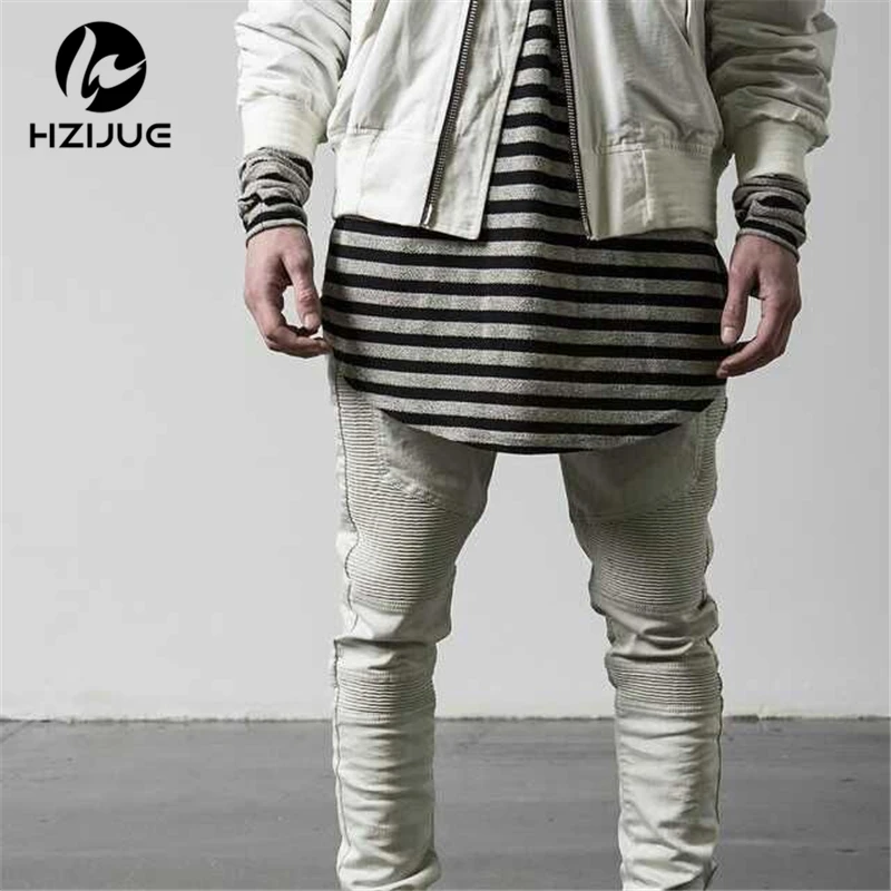 Мужская футболка с длинным рукавом HZIJUE Модная хлопковая в полоску закругленным