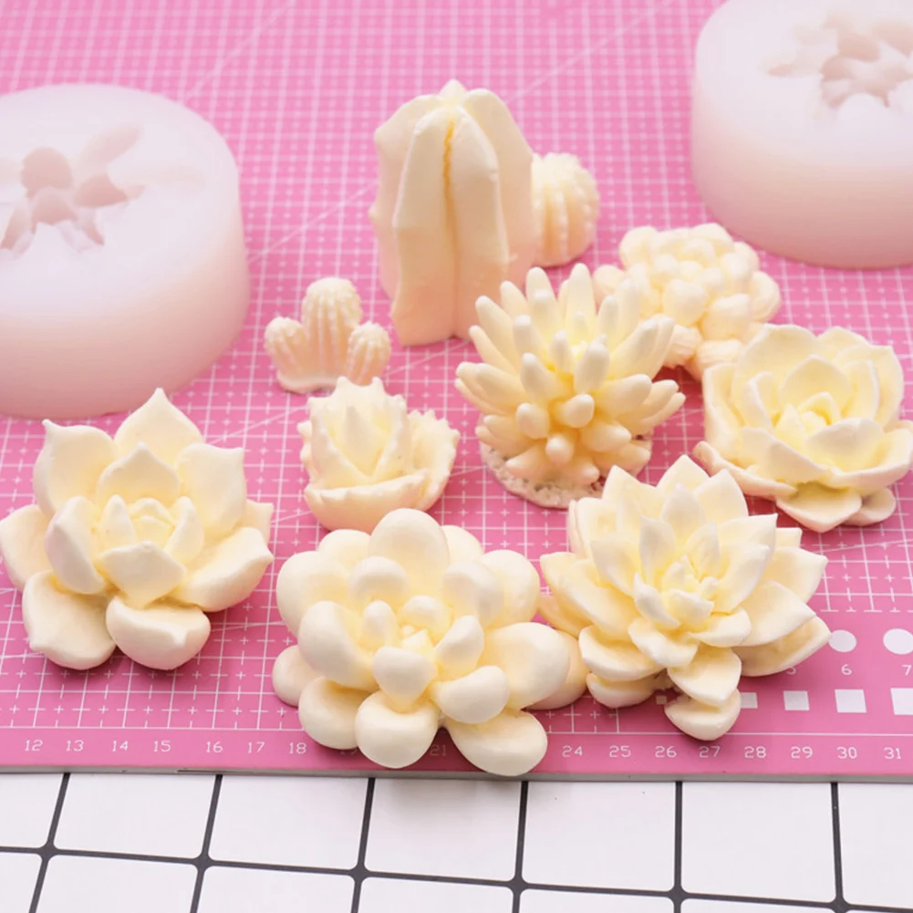 Succulent Cake Mold 3D Silicone Cactus Candles Handmade Molds Diy Plants Silicon Fondant For Cupcake Decoration No.8 S | Дом и сад