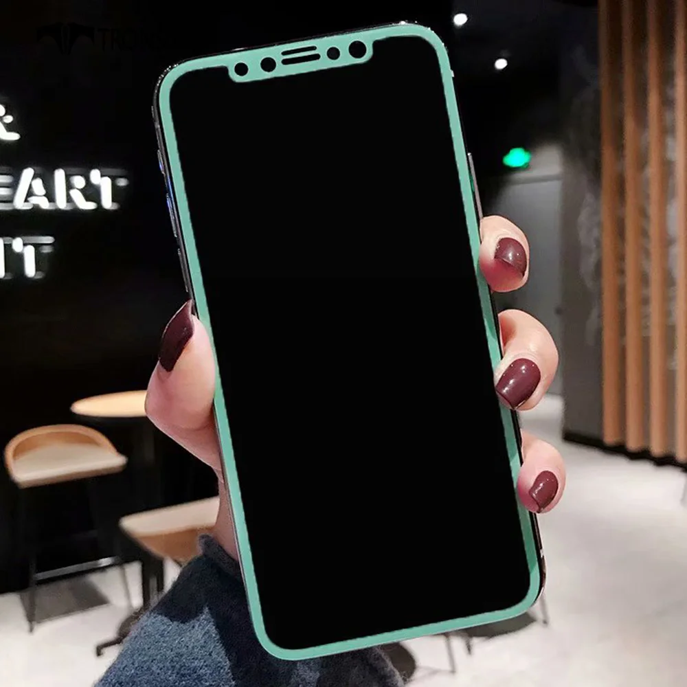 blue green TRONSNIC Золотая фольга красное зеленое Закаленное стекло протектор экрана для iPhone X XS MAX 3D устойчивые к царапинам HD Премиум пленки для iPhone XR - Цвет: blue green