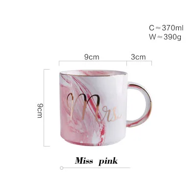 Miss pink Мраморная керамическая чашка золотое покрытие кружки мистер и миссис пара любовника подарок чашка молоко кофе чай чашки Творческий фарфоровая чашка - Цвет: Miss pink