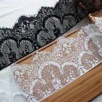 width 16cm white black floral embroidered eyelash lace ribbon for garment decoration and diy craft lace trimming 3meterslot