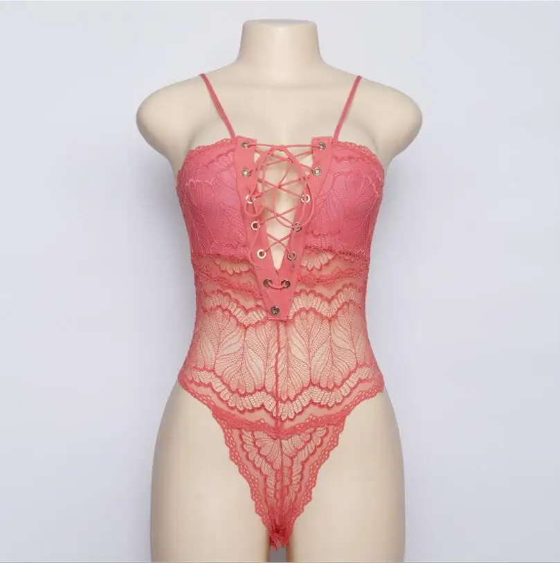 Озорная кружевная Пижама с глубоким v-образным вырезом для тела костюм