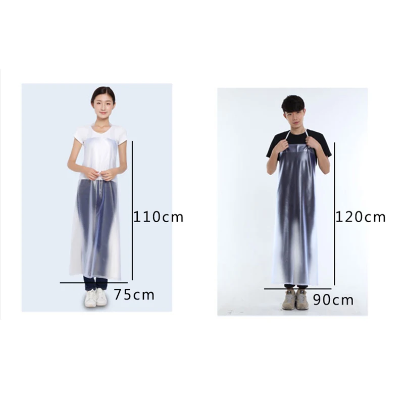 

Waterproof Restaurant Cooking Kitchen Apron PVC For Man Woman Cleaning Waist Rain Bib Apron Transparent White Sleeveless