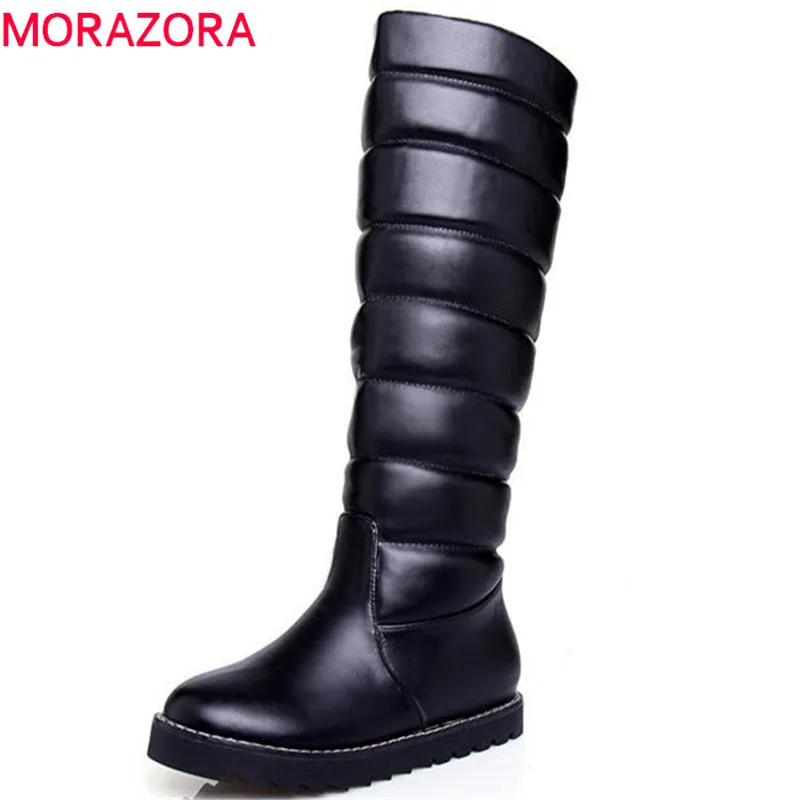 MORAZORA/Новинка 2020 года сапоги до колена однотонные зимние Женская