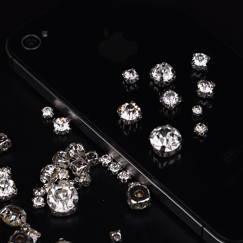 50 шт Пришивные серебряные прозрачные стеклянные бусины из хрусталя Стразы под