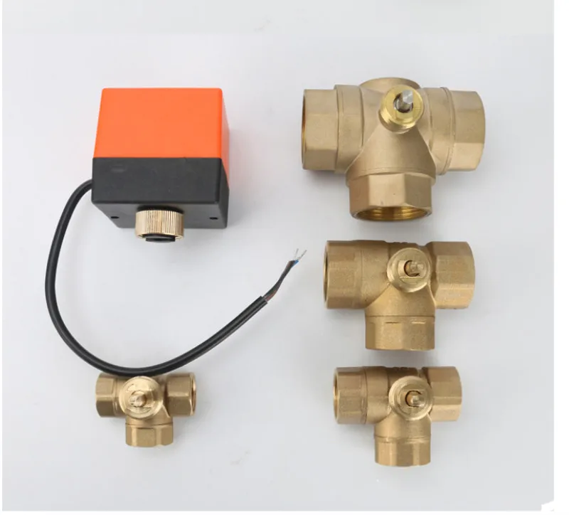 Трехходовой шаровой клапан электрический моторизованный трехлинейный