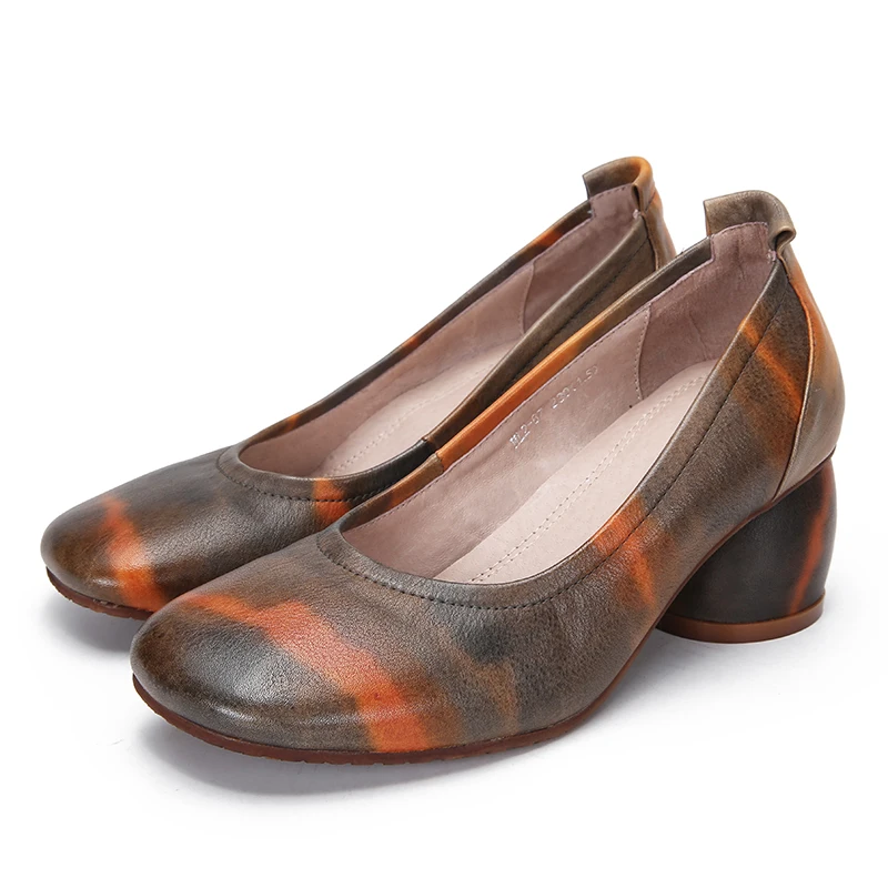 Женские туфли лодочки из натуральной кожи VALLU разноцветные удобные мягкие на