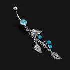 Кольцо для пирсинга живота с австрийским кристаллом, висячее ювелирное изделие для прокола пупка, серебристого цвета, 1 шт.