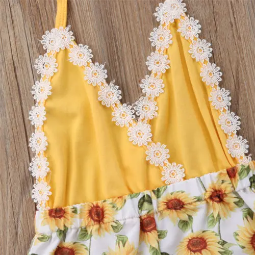 Toddler Kid Baby Girls Lace Flower Sleeveless Romper Jumpsuit Outfit Clothes Size 1-5T | Мать и ребенок