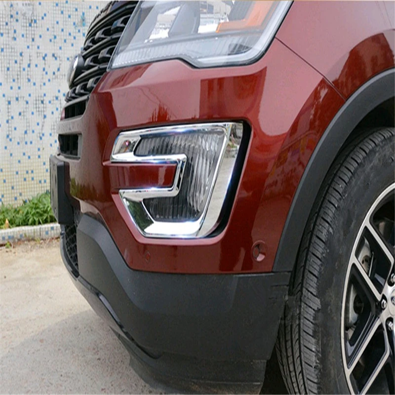 

WELKINRY car auto cover styling for Ford Explorer 2016 2017 ABS chrome front head fog lamp light sticker moulding trim