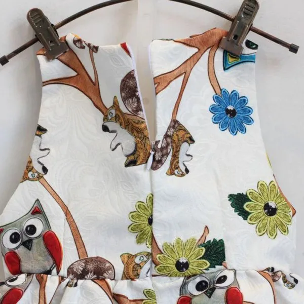 Polyester Cotton Cute Kids Baby Girls Dress Sleeveless Owl Print Tutu Dresses Party Clothes One Piece | Детская одежда и обувь