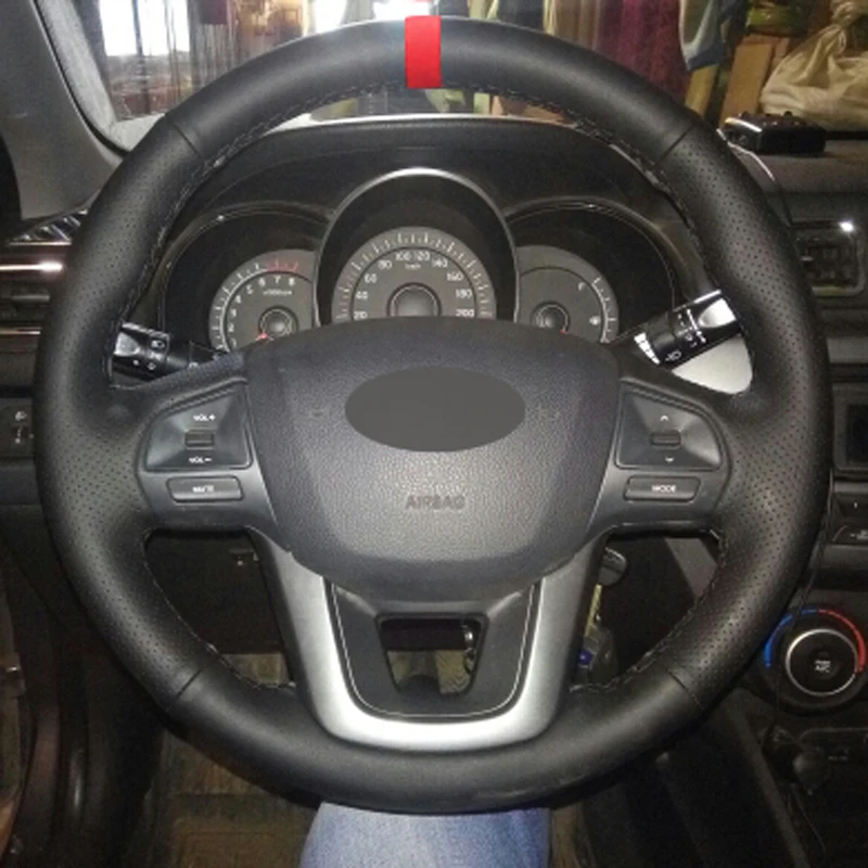 Дышащий красный маркер HuiER ручной работы для Kia K2 Rio 2011 2012 2013 рулевое колесо