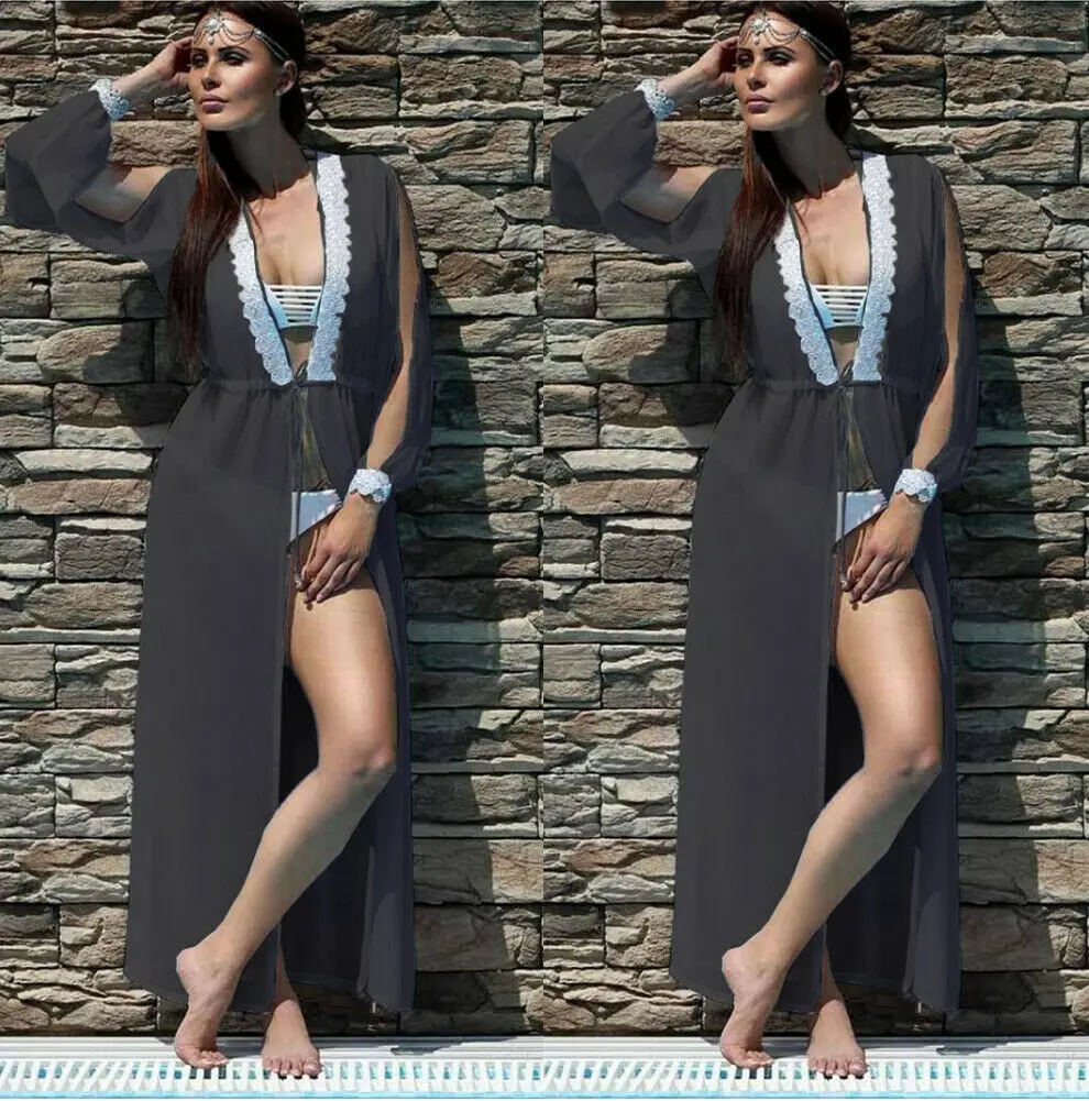 Женское бикини накидка купальник Пляжное длинное платье юбка кимоно кафтановое |