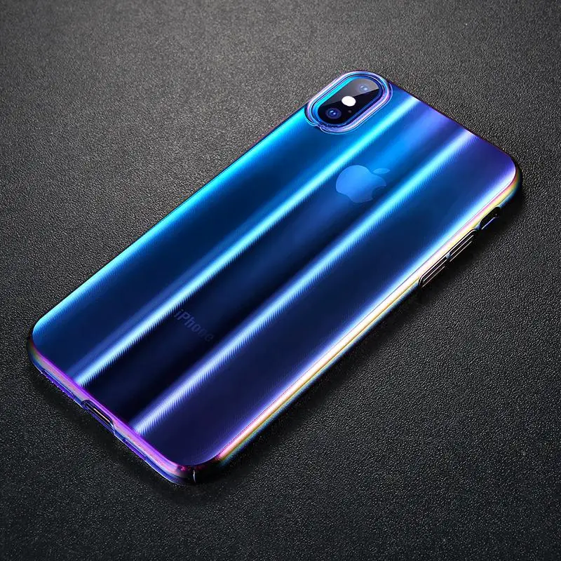 TRansparent Blue Роскошный чехол Baseus Aurora для iPhone Xs Max XR Xs, градиентный жесткий пластиковый защитный чехол из поликарбоната для iPhone, задняя крышка для телефона - Цвет: TRansparent Blue