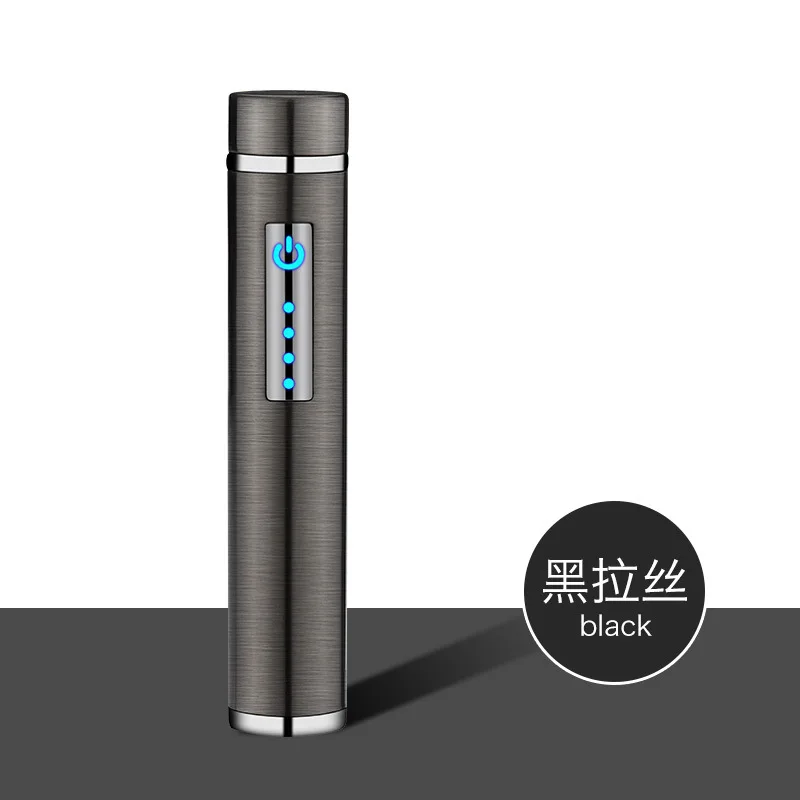 Black lattic Мини двойная дуговая плазменная Зажигалка цилиндрическая электрическая зажигалка перезаряжаемая USB зажигалки защищенный от ветра для курения аксессуары - Цвет: Black lattic