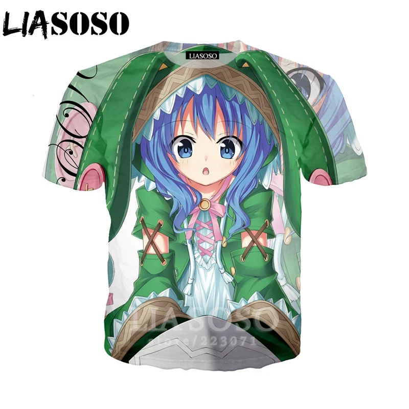 LIASOSO Summer New Fashion Men Women Sweatshirt 3D Print Anime Date a Live T Shirt Short Sleeve Top Harajuku Pullover A217-03 | Мужская