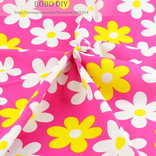 1 meter pink flower Printed cotton poplin fabric fashion clothing for dress garment quilting patchwork 145cm x 100cm|fabric tiger|fabric packfabric