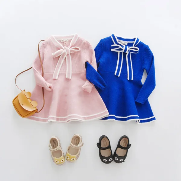 2018 New Kids Girl Knitted Sweater Dress for autumn Winter girls kids princess dress sweaters coat clothes | Детская одежда и