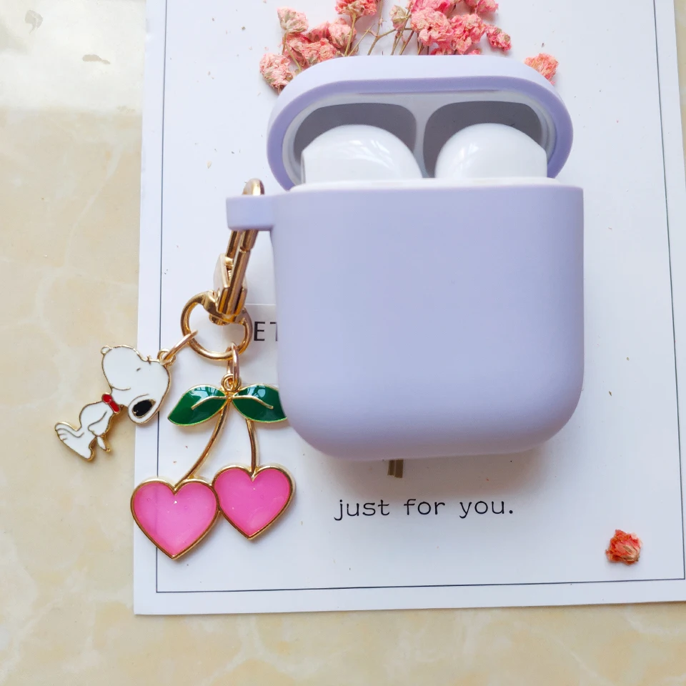 Милый корейский силиконовый чехол для Apple Airpods, чехол, аксессуары, Bluetooth наушники, мультяшный защитный чехол, вишневый собачий брелок