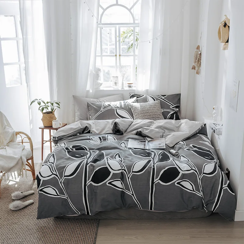 Черно белые простыни в этническом стиле 3 шт. одиночное постельное белье 4 100%