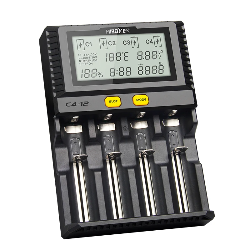 Умное зарядное устройство Miboxer C4-12 18650 265650 4 слота ЖК-экран А/слот всего 12 а для