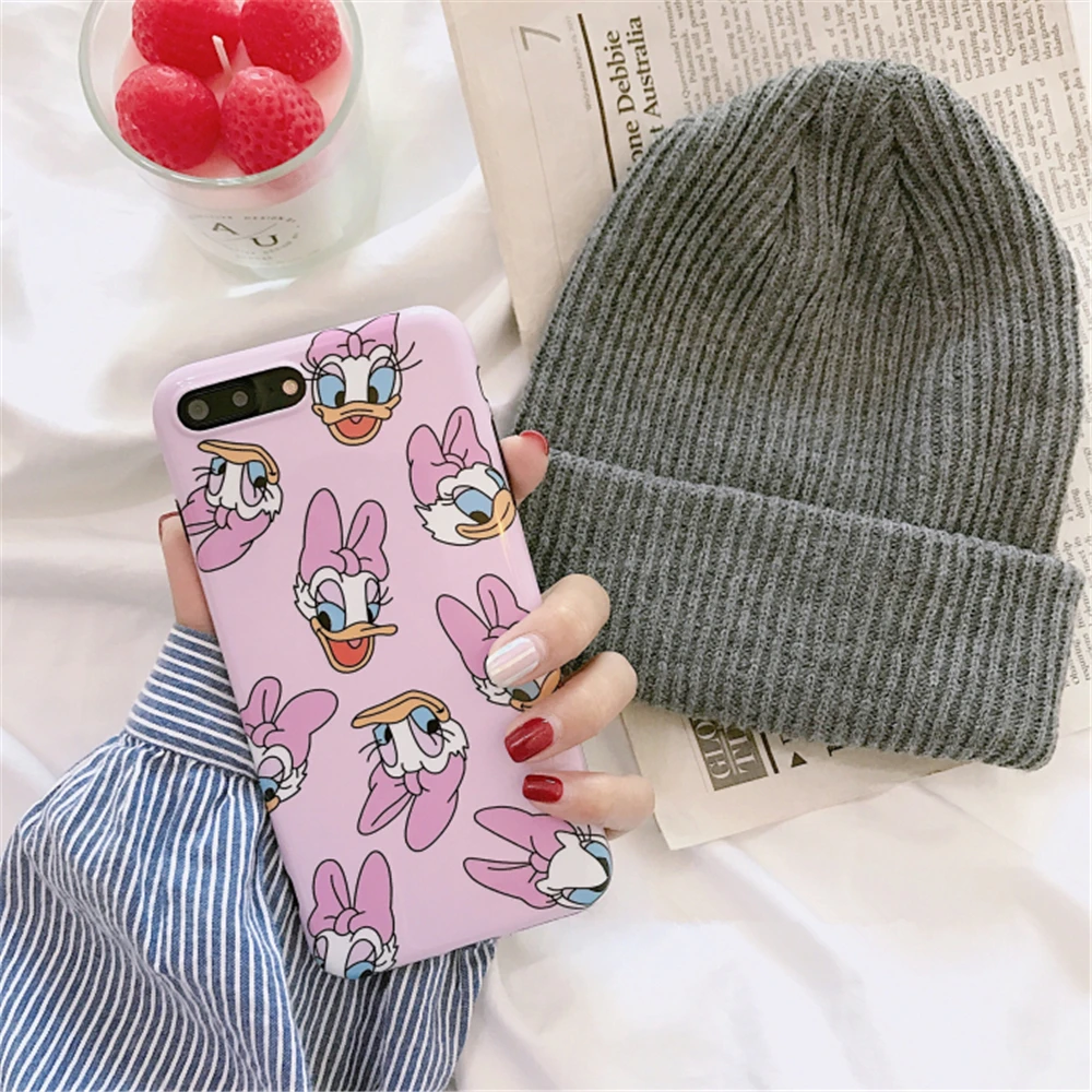 Cute Mickey Mouse Phone Case For iPhone 7 case Cartoon Donald Duck and Daisy Lovely Cover Plus Glossy Soft TPU |